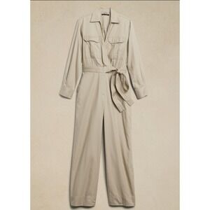 NEW $170 Banana Republic Twill Jumpsuit Size‎ 6 Khaki Belted Pockets Utility